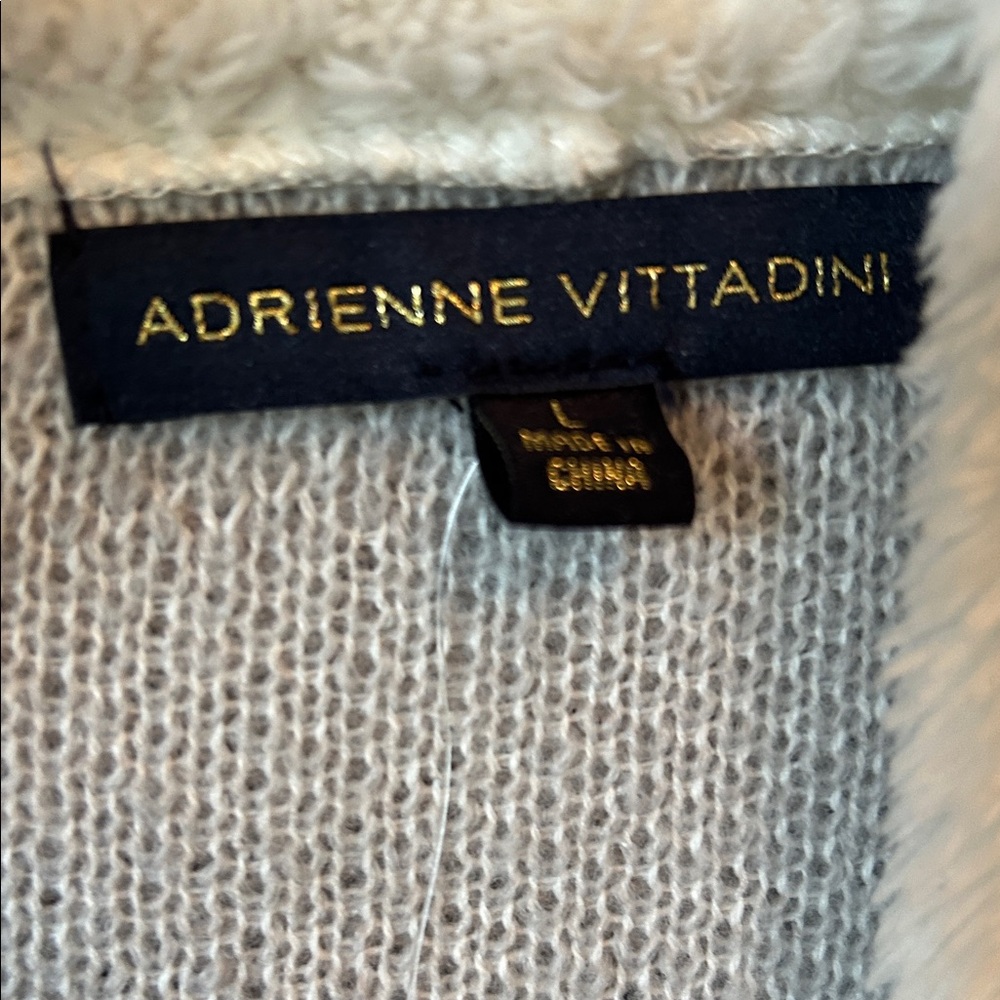 Adrienne Vittadini Plaid Open-Front Cardigan - Cream and Gray - Picture 2 of 7